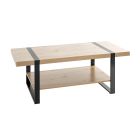 Zware salontafel in blank eiken dekor op zwart stalen frame