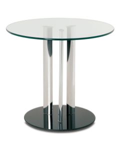 Bijzettafel rond kristalhelder en zwart gehard veiligheidsglas 87567