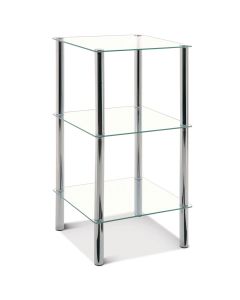 3-Laags glazen etagere met verchroomde poten
