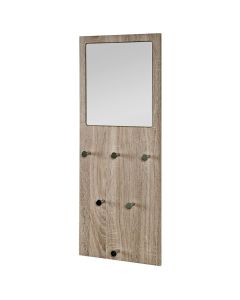 Wandkapstok met spiegel in truffel eiken