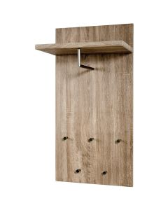 Wandkapstok met hoedenplank in truffel eiken met RVS