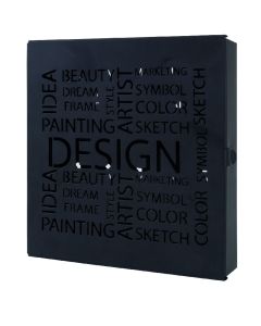 Zwart metalen sleutelkastje met design tekst en 10 sleutelhaakjes