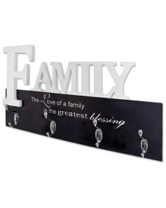 Wandkapstok Family met 4 dubbele garderobe haken in zwart Wit.