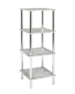 4-Laags bijzettafel van sterk MDF in beton look op chrome poten 