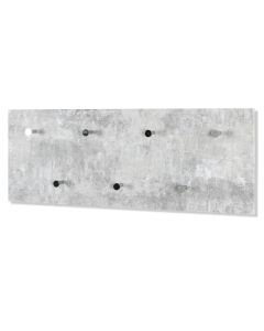 Wandkapstok in betonlook grijs MDF met 7 chrome haken