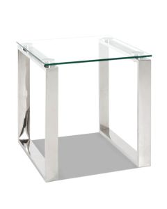 Bijzettafel glas met edelstaal 18780
