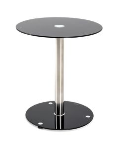 Zwart glazen ronde bijzettafel