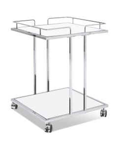 Hoogglans witte serveertafel op wielen met chroom