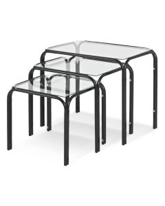 Zwart gepoedercoated stalen mimiset met helder glas