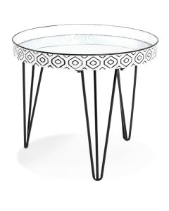Trendy metalen zwart wit salontafel 