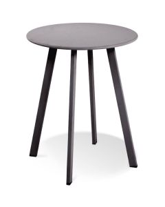 Rond antraciet afgelakte metalen bijzettafel.