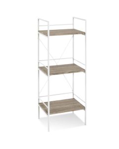 Practische etagere in wit gelakt metaal met 3 stevige Sonoma decor planken