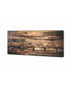 Wandkapstok oude planken met 5 dubbele jashaken