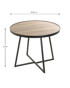 Bijzettafel Zwart Met Hout 60cm rond,