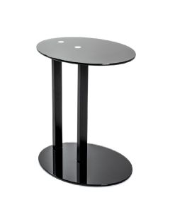 Schiterende zwart glazen bijzettafel in ovaal 