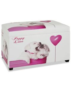 Puppy Love leatherlook wit met roze opbergkist