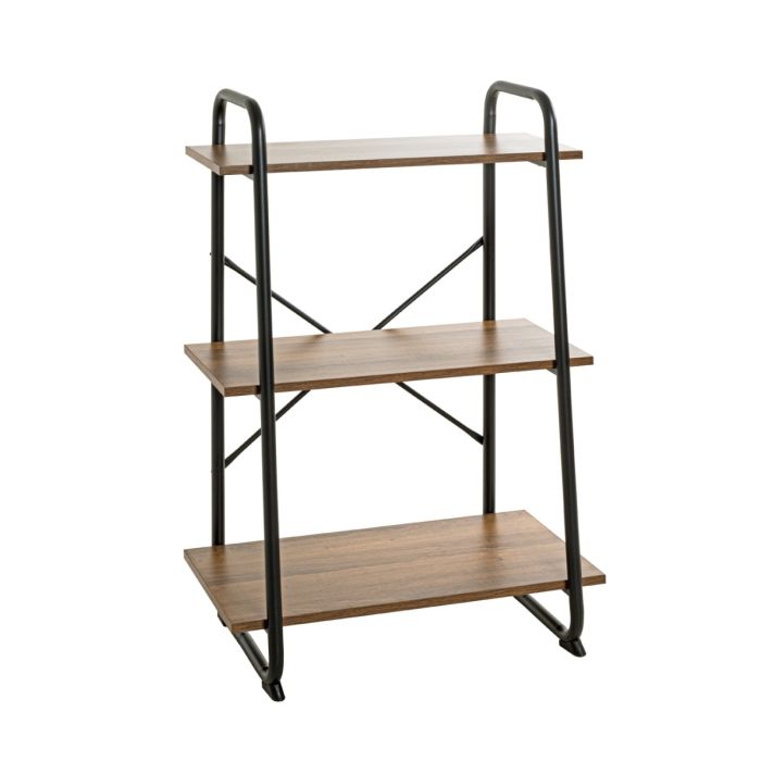 Sterke 3- laags boekenrek in eiken decor planken op sterk buizen frame.