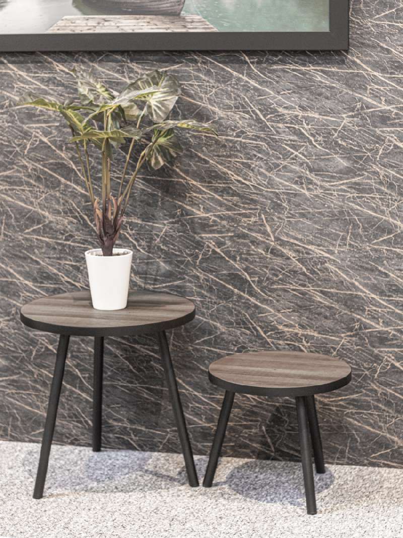 Bijzettafel - Zwart Metaal | 33 cm | Gebruikte Tafel